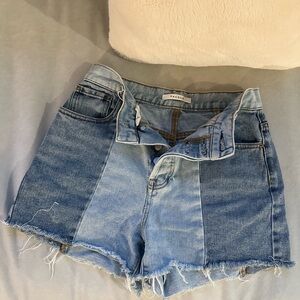 PacSun Blue Jean Shorts High-Waisted Patchwork